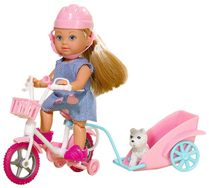 Куклы: Эви на велосипедной прогулке, в голубом платье, Steffi & Evi Love