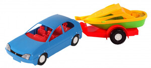 Машинки: Игрушечная машинка авто-купе с прицепом, синяя, Wader