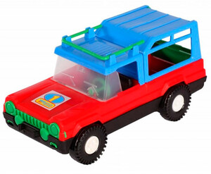 Автомобили: Авто-сафари - машинка, красная с голубой крышей, Wader