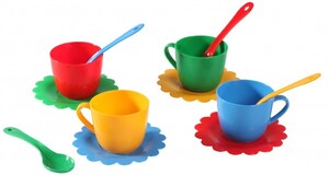 Ромашка, набор посуды 12 предметов, (красный, синий, желтый, зеленый). Тигрес