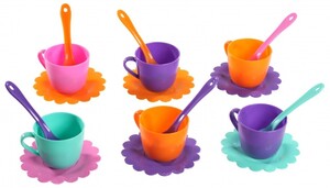 Ромашка Люкс, набор посуды 18 предметов, (розовый, бирюзовый, оранжевый, фиолетовый). Тигрес