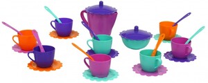 Іграшковий посуд та їжа: Ромашка, набір посуду з рожевим чайником, 28 предметів в сумці, Тигрес