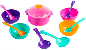 Іграшковий посуд та їжа: Ромашка, набор столовой посуды 12 предметов, с розовой кастрюлей. Тигрес