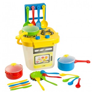 Кухня та їдальня: Ромашка, набір іграшкової посуду столовий з жовтою плитою, 25 елементів, Тигрес