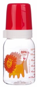 Поильники, бутылочки, чашки: Бутылочка BPA-Free Африка, 120 мл, красная с львом, Canpol babies