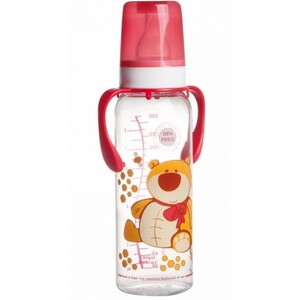 Бутылочки: Тритановая бутылочка с ручками 250 мл (красный медведь), Canpol babies