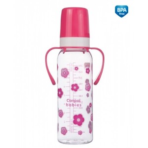 Пляшечки: Тритановая бутылочка 250 мл с ручками (розовая), Canpol babies