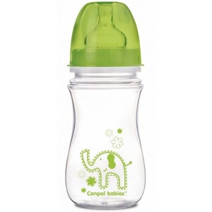 Антіколіковая пляшечка EasyStart Кольорові звірята (зелена кришка), 240 мл, Canpol babies