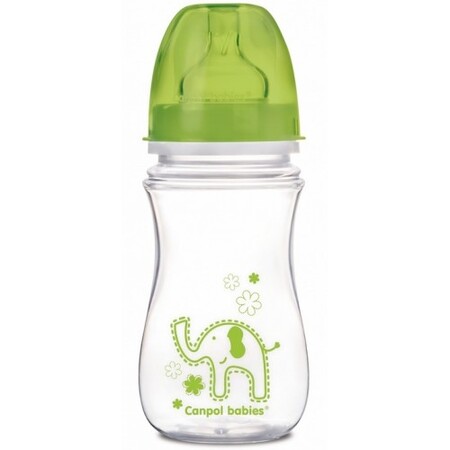Бутылочки: Антиколиковая бутылочка EasyStart Цветные зверюшки (зеленая крышка), 240 мл, Canpol babies