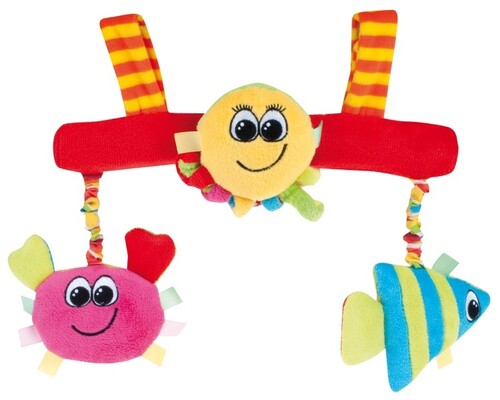 Іграшки на коляску та ліжечко: Іграшка м'яка на візочок Різнокольоровий океан (риба, краб, восьминіг), Canpol babies