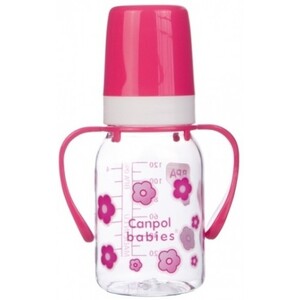 Бутылочки: Тритановая бутылочка 120 мл с ручками (розовый), Canpol babies