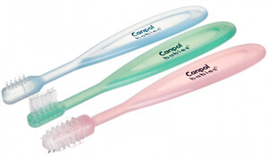Зубные пасты, щетки и аксессуары: Набор зубных щеток (1 для десен, 2 для зубов), Canpol babies
