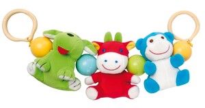 Іграшки на коляску та ліжечко: Брязкальце на коляску Веселі звірята (собака, теля, мавпа), Canpol babies