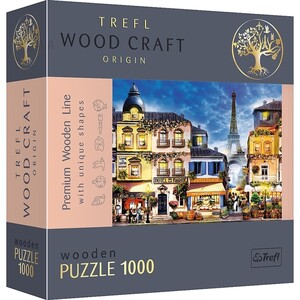 Дерев'яні: Пазл дерев'яний «Французька вулиця, фігурні деталі», 1000 ел., Trefl