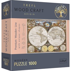 Пазл дерев'яний «Антична карта світу, фігурні деталі», 1000 ел., Trefl
