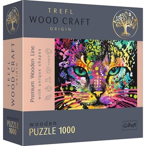 Деревянные: Пазл деревянный «Цветной кот, фигурные детали», 1000 эл., Trefl