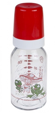 Бутылочки: Бутылочка стеклянная, 120 мл, красная с грибом, Canpol babies