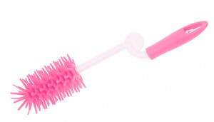 Приладдя для миття пляшечок: Ершик с изогнутой ручкой для мытья бутылочек, розовый, Canpol babies