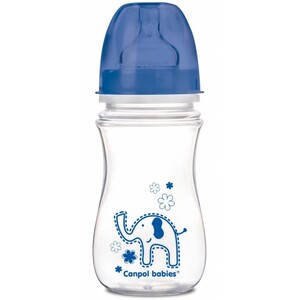 Пляшечки: Антиколиковая бутылочка EasyStart Цветные зверюшки (синяя крышка), 240 мл, Canpol babies
