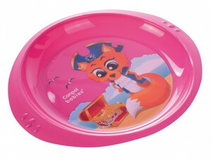 Детская посуда и приборы: Тарелка пластиковая Пираты, малиновая с белочкой, Canpol babies