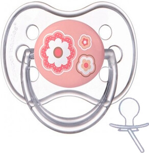 Пустышки: Пустышка Newborn baby силиконовая круглая, розовая с цветочком, 0-6 мес, Canpol babies