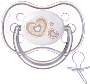 Пустышки и соски: Пустышка Newborn baby силиконовая круглая, белая с сердечком, 0-6 мес, Canpol babies