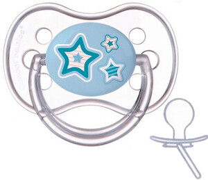 Пустышка Newborn baby силиконовая круглая, голубая с звездочками, 6-18 мес, Canpol babies