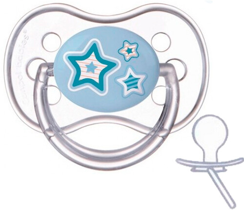 Пустушки: Пустушка Newborn baby силіконова кругла, блакитна з зірочками, 6-18 міс, Canpol babies