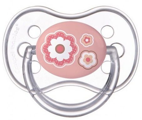 Пустушки: Пустышка Newborn baby силиконовая круглая, розовая с цветком, от 18 мес, Canpol babies