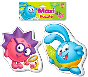 Пазлы и головоломки: Макси-пазлы 2 в 1 Смешарики (Ежик и Крош), Vladi Toys