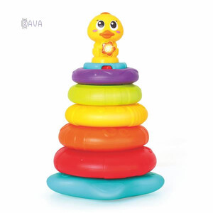 Развивающие игрушки: Музыкальная пирамидка «Уточка с подсветкой», Hola Toys