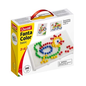 Розвивальні іграшки: Дитяча мозаїка з дошкою (100 фішок), Quercetti