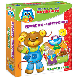 Ігри та іграшки: Пуговки-шнурочки. Медвежонок (VT1307-10) рус. Vladi-Toys