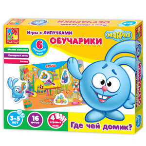 Розвивальні іграшки: Игра с липучками Обучарики. Где чей домик? (VT2307-02). Vladi-Toys
