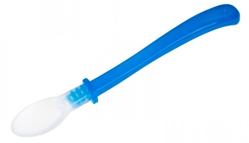 Столовые приборы: Мягкая силиконовая ложка с длинной голубой ручкой, Canpol babies