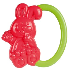 Ігри та іграшки: Погремушка Зайчик (красный с зеленой ручкой), Canpol babies