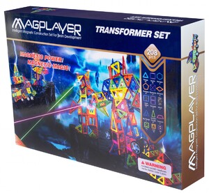 Ігри та іграшки: Дитячий магнітний конструктор 208 деталей MagPlayer