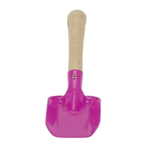 Металлическая лопатка с деревянной ручкой, розовая