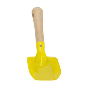 Металлическая лопатка с деревянной ручкой, жёлтая