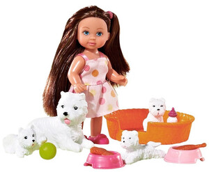 Куклы: Эви с белыми собачками