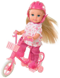 Игры и игрушки: Кукла Эви на розовом велосипеде