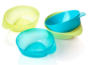 Дитячий посуд і прибори: Тарілки глибокі, набір з 4 штук, блакитні та зелені