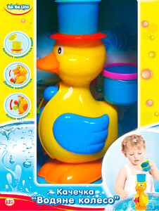 Ігри та іграшки: Іграшка для купання Каченя Водяне колесо (синій капелюх), BeBeLino, синій капелюх