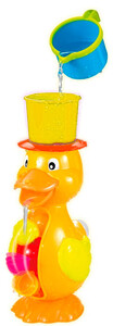 Игры и игрушки: Игрушка для купания Уточка Водяное колесо (желтая шляпа), BeBeLino, желтая шляпа