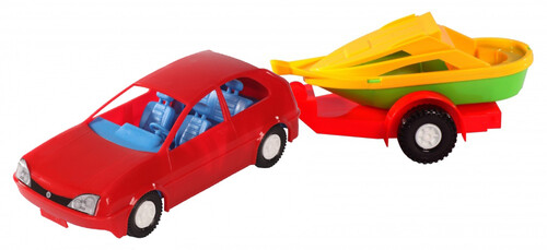 Машинки: Іграшкова машинка авто-купе з причепом, червона