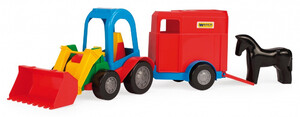 Машинки: Іграшкова машинка трактор-баггі з причепом і конячкою, Wader