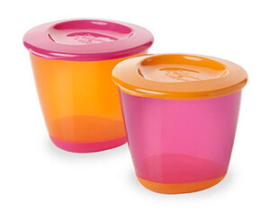 Детская посуда и приборы: Баночка с крышкой для еды, фиолетово-оранжевая (2 шт)