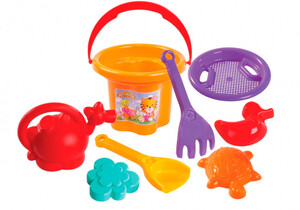 Развивающие игрушки: Набор для песка Цветочек 8 эл. с лейкой (оранжевый)