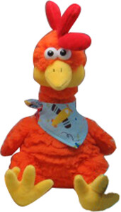 Мягкие игрушки: Петух разноцветный, оранжевый, 23см