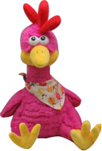 М'які іграшки: Півень різнокольоровий, рожевий, 23см